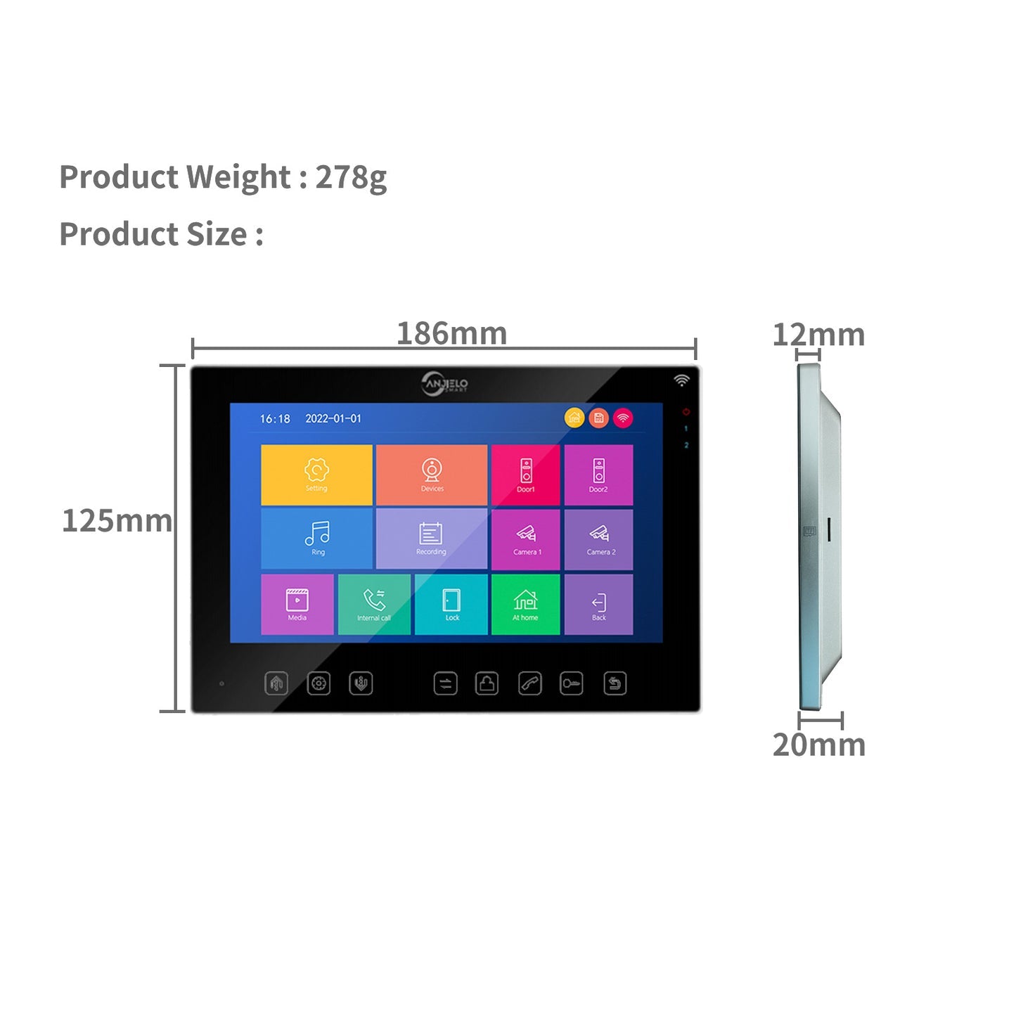 Anjielo Smart Home 7 Inch Wireless Wifi Smart Home Video Door kit Intercom System with 1080p Monitor Rainproof Doorbell Camera