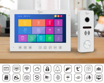 Anjielo Smart Home Tuya 7 inch Monitor VideoDoorbell Intercom System Access Control Camera Smart security device Apartment IC Card Unlocking