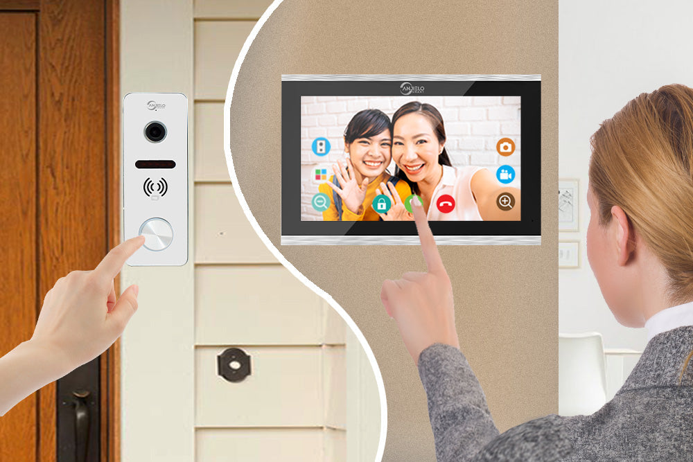 Anjielo Smart Home Tuya 7/10 Inch Video Wifi Intercom Tuya Smart Home video doorbell System 1080P Wide View Angle Wired Doorbell Camera Full Touch Monitor