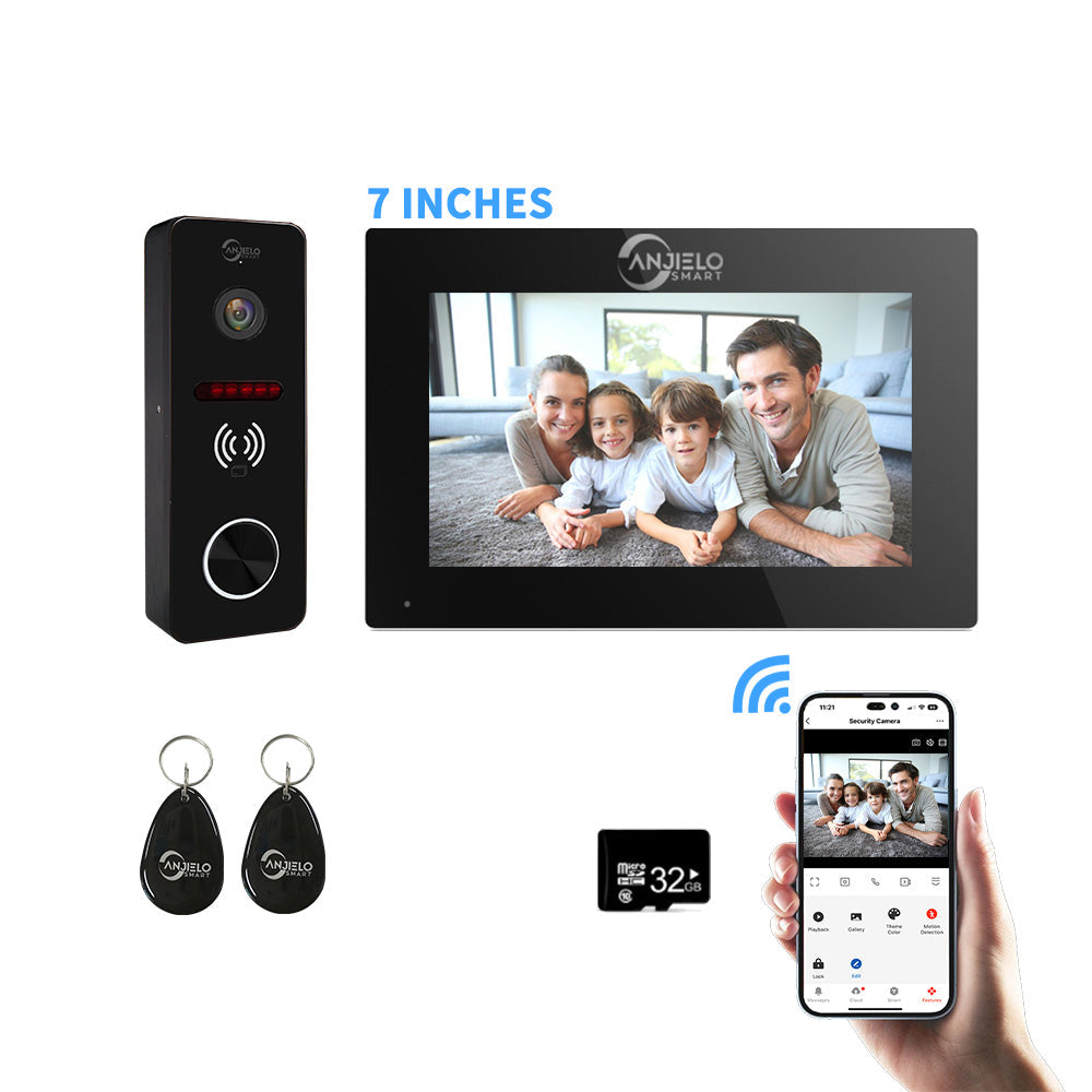 Anjielo Smart Home Tuya 7/10 Inch Video Wifi Intercom Tuya Smart Home video doorbell System 1080P Wide View Angle Wired Doorbell Camera Full Touch Monitor