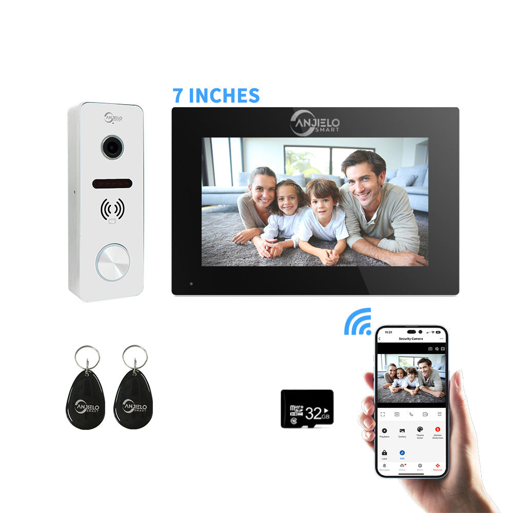 Anjielo Smart Home Tuya 7/10 Inch Video Wifi Intercom Tuya Smart Home video doorbell System 1080P Wide View Angle Wired Doorbell Camera Full Touch Monitor