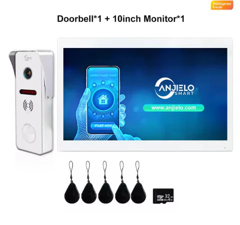 Anjielo Smart Home Tuya 7/10 Inch Video Wifi Intercom Tuya Smart Home video doorbell System 1080P Wide View Angle Wired Doorbell Camera Full Touch Monitor