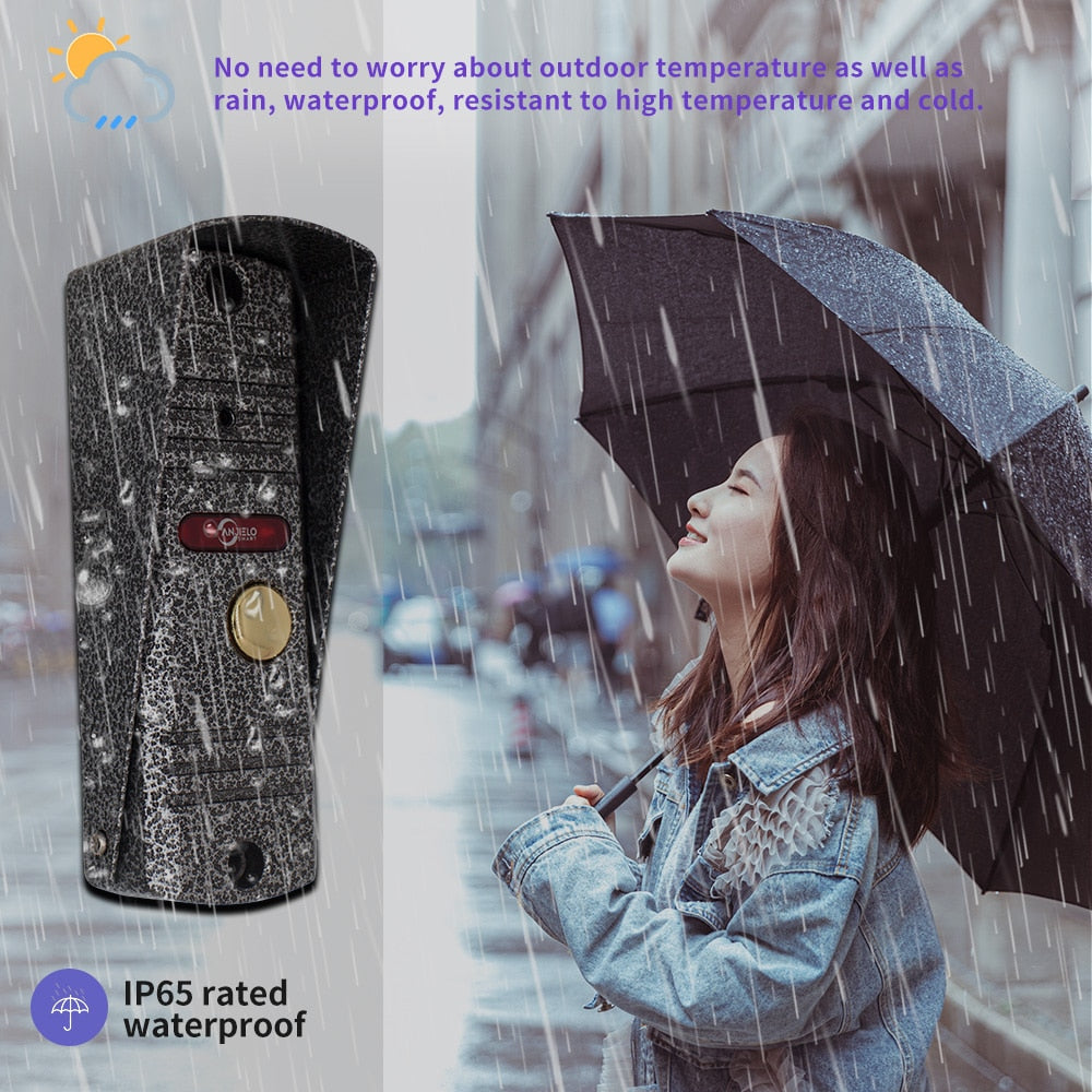 Anjielo Smart Home 7 Inch HD Video Intercom Camera Doorbell with Motion Detection Night Vision Security 1200tvl With DND Mode For Home