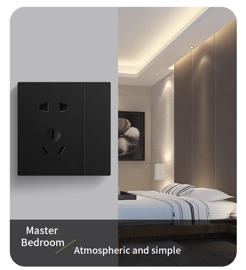 Anjielo Smart Home Five-hole Socket with Button Supports Zigbee3.0 Zero-live Wire PC Flame Retardant Material Smart Socket