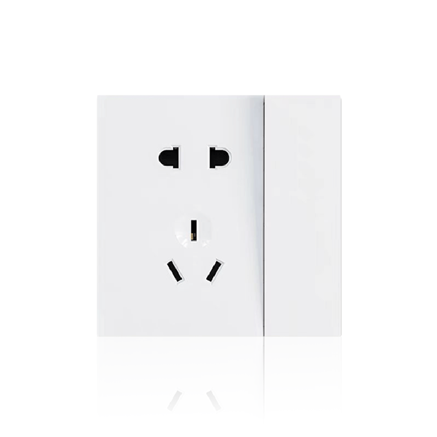 Anjielo Smart Home Five-hole Socket with Button Supports Zigbee3.0 Zero-live Wire PC Flame Retardant Material Smart Socket