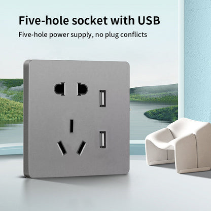 Anjielo Smart Home Smart Switch Socket 5 Holes Zero Live Wire PC Flame Retardant Material ZigBee 3.0 Wireless Connection