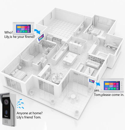 Anjielo Smart Home Hot Sale 7 inch Touch Button Monitor Doorbell Camera Video Intercom System For Home Villa