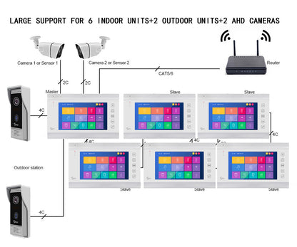 Anjielo Smart Home Hot Sale 7 inch Touch Button Monitor Doorbell Camera Video Intercom System For Home Villa