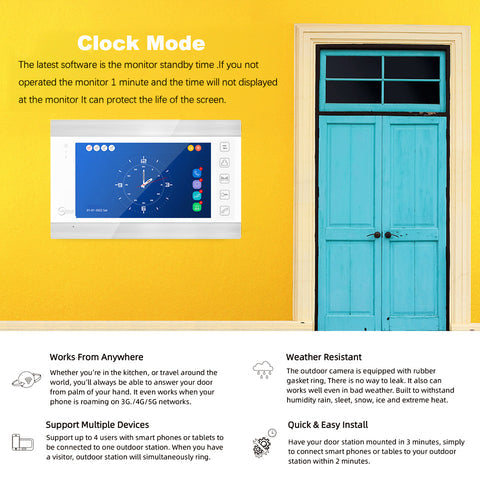 Anjielo Smart Home Hot Sale 7 inch Touch Button Monitor Doorbell Camera Video Intercom System For Home Villa