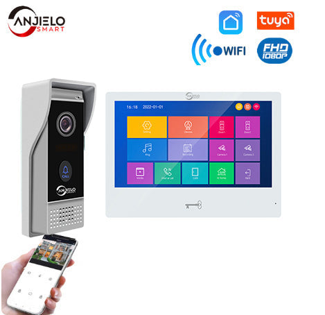 Anjielo Smart Home 10 inch Touch Monitor with Anti-thef IR Vision Doorbell Camera Video Doorphone System For Home Apartment