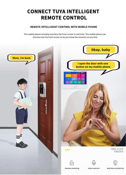 Anjielo Smart Home 10 inch Touch Monitor with Anti-thef IR Vision Doorbell Camera Video Doorphone System For Home Apartment