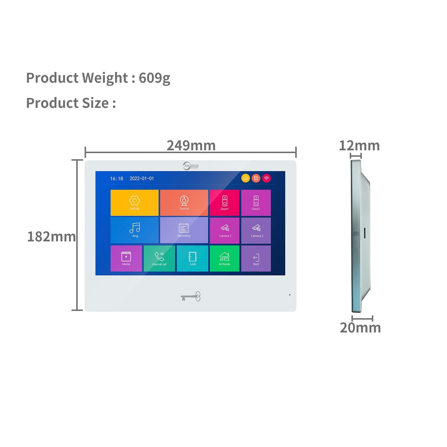 Anjielo Smart Home 10 inch Touch Monitor with Anti-thef IR Vision Doorbell Camera Video Doorphone System For Home Apartment