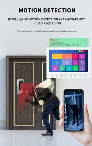 Anjielo Smart Home 10 inch Touch Button Monitor with Motion Detection Night Vision Doorbell Camera Video Intercom For Home Apartment