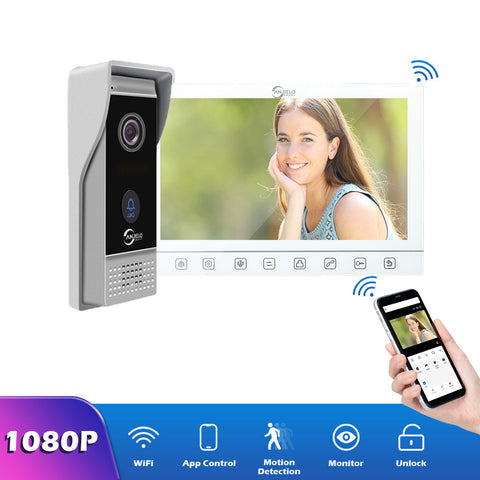 Anjielo Smart Home 10 inch Touch Button Monitor with Motion Detection Night Vision Doorbell Camera Video Intercom For Home Apartment