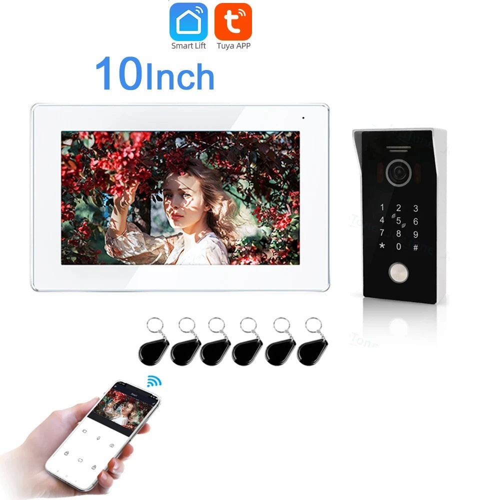 ANJIELO SMART Tuya Smart Wireless WiFi IP POE Switch video intercom 10"Touch Screen Doorbell Home Door phone Intercom with Camera Code