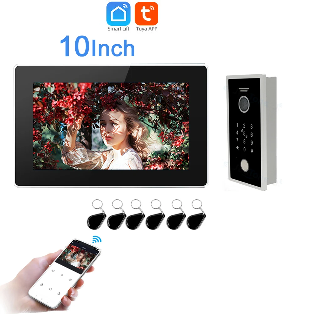 ANJIELO SMART Tuya Smart Wireless WiFi IP POE Switch video intercom 10"Touch Screen Doorbell Home Door phone Intercom with Camera Code