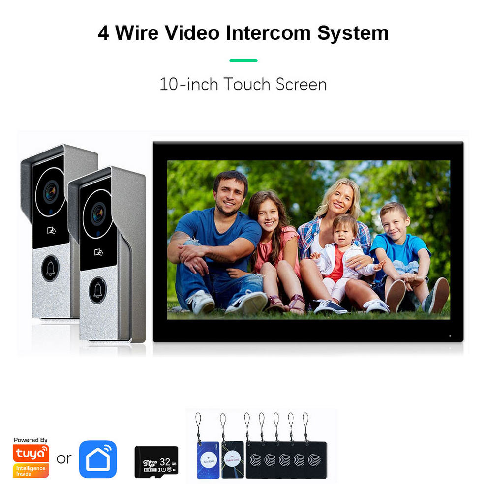 ANJIELO Smart Home Security Intercom System with 1080P 7/10-inch Touch Screen and Waterproof Door Phone, 140° Ultra-wide-angle Monitoring For Home