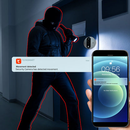 Anjielo Smart Home 1080P Cat's Eye Video Smart Doorbell Cat's Eye Tuya WiFi Cat's Eye Camera Viewer Smart Doorbell Monitoring Kit Supports Night Vision