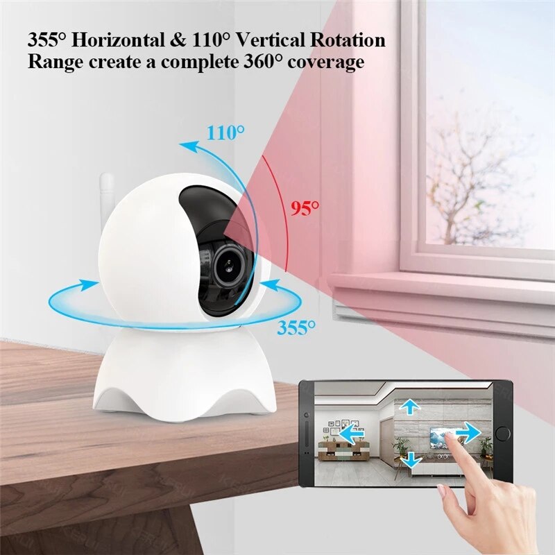 Anjielo Smart Home Tuya-Enabled Indoor IP Camera for Baby Monitoring/Security Surveillance 2.4GHz Wi-Fi Compact Mini Housing
