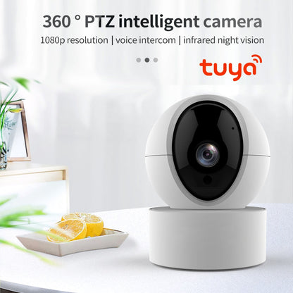 Anjielo Smart Home Tuya Smart Indoor 350° PTZ HD Surveillance Camera - 2.0 Megapixel Color Dome with WiFi Networking and Home Security Alarm System