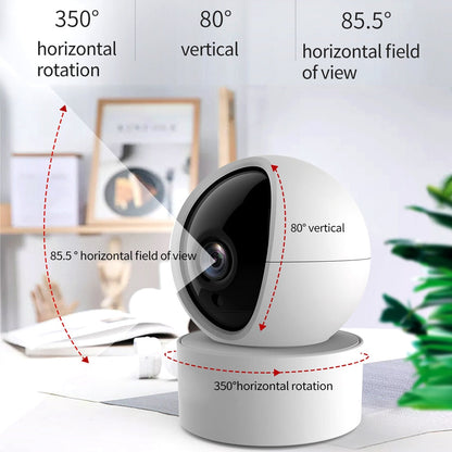 Anjielo Smart Home Tuya Smart Indoor 350° PTZ HD Surveillance Camera - 2.0 Megapixel Color Dome with WiFi Networking and Home Security Alarm System