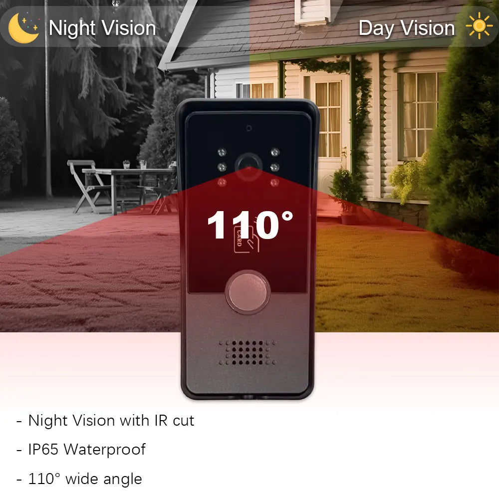 Anjielo Smart Home 1080P Tuya Wifi 2 Wired Video Doorphone Intercom System for Home