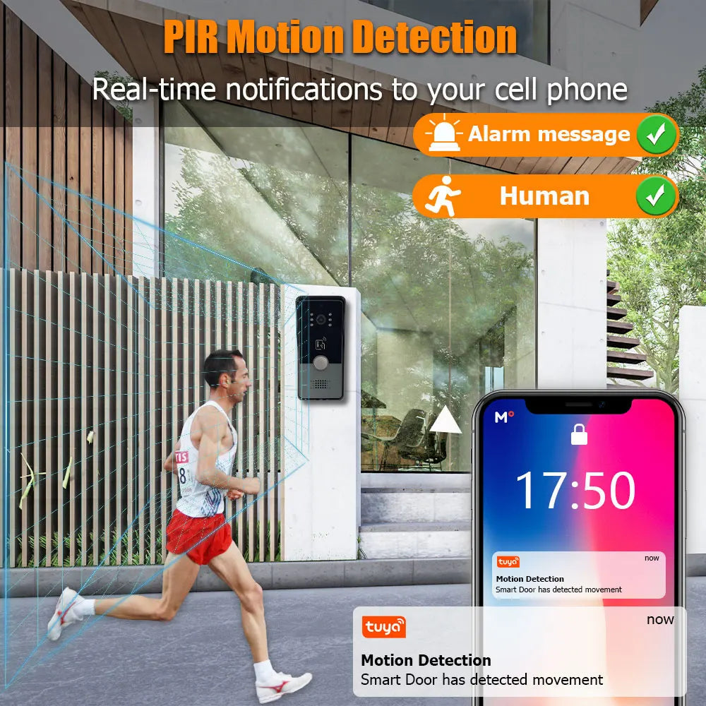 Anjielo Smart Home 1080P Tuya Wifi 2 Wired Video Doorphone Intercom System for Home