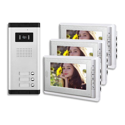 Anjielo Smart Home for 2/3/4 Unit Video Intercom System Doorbell with 7 Inch Monitor Doorphone for 2-4 Household Apartment to use.