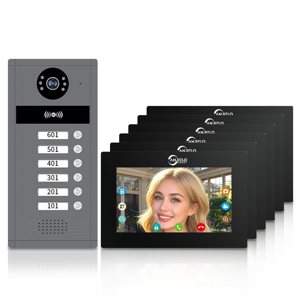 Anjielo Smart Home Newest Tuya Wifi AHD Doorphone with 7/10 Inch Monitors Video Intercom System  for Multi-family Users.