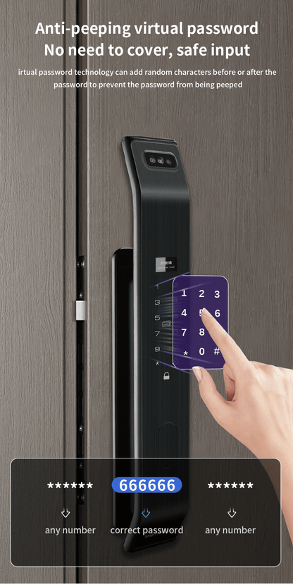 Anjielo Smart Home Tuya 3D Face Recognition Digital Smart Lock Fingerprint Password Electronic Door Lock RFID NFC Card Keyless Lock With Fingerprint Combination Code For Home Apartment