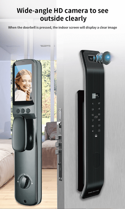 Anjielo Smart Home Tuya 3D Face Recognition Digital Smart Lock Fingerprint Password Electronic Door Lock RFID NFC Card Keyless Lock With Fingerprint Combination Code For Home Apartment