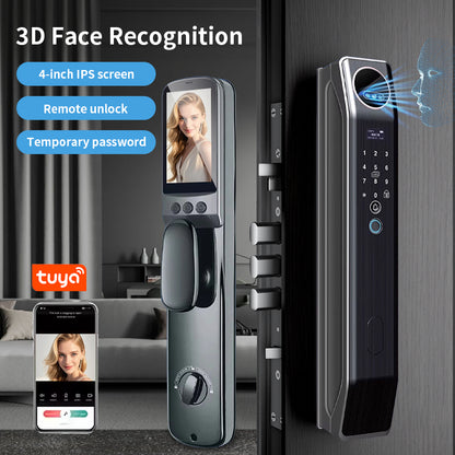 Anjielo Smart Home Automatic Fingerprint Tuya Wifi Lock Multi-functional Tuya Smart Door Lock 3D Face Recognition Digital Locks With Video Intercom