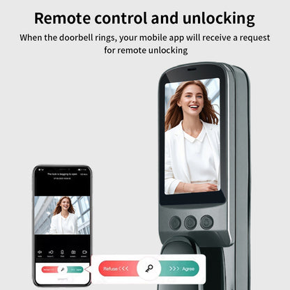 Anjielo Smart Home Automatic Fingerprint Tuya Wifi Lock Multi-functional Tuya Smart Door Lock 3D Face Recognition Digital Locks With Video Intercom