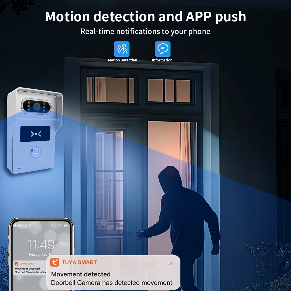 Anjielo Smart Home 1080P Waterproof Video Doorbell Night Vision with Motion Detection IP Video Intercom System fOR Multi-Users