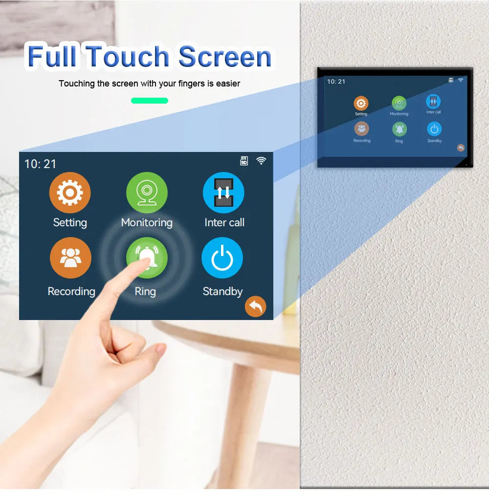ANJIELO Metal Doorbell Video Intercom for System 10 inch Touch Screen 4in1 Unlock Romote Safety Protection Tuya Smart