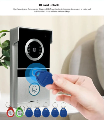 ANJIELO Smart Home 7-inch CVBS Doorbell Video Intercom System for Home Supports RFID Card One-button Unlocking Video Door Phone