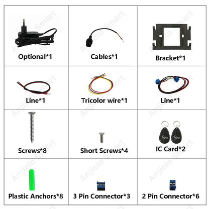 Anjielo Smart Home 2 Wire Doorbell Video Intercom System for 4-family Apartment with 7 inch Touch Screen 1080P Card Unlock Tuya Smart