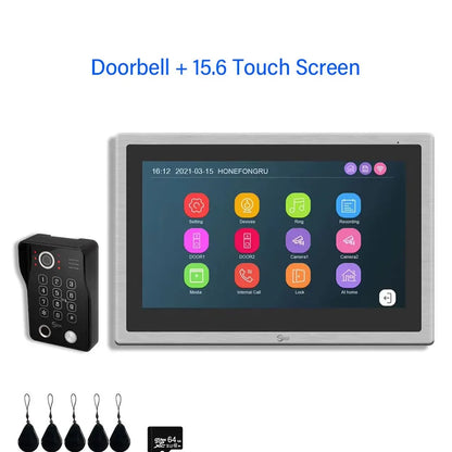 Anjielo Smart Home Tuya Smart Video Intercom with Camera 4CH 15.6inch Touch Screen IDVR 1080P Ddoorbell Intercoms For Apartment