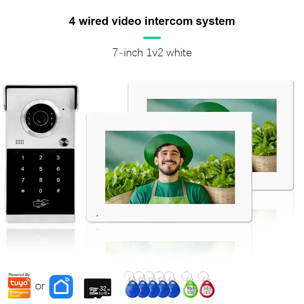 ANJIELO Metal Doorbell Video Intercom for System 10 inch Touch Screen 4in1 Unlock Romote Safety Protection Tuya Smart