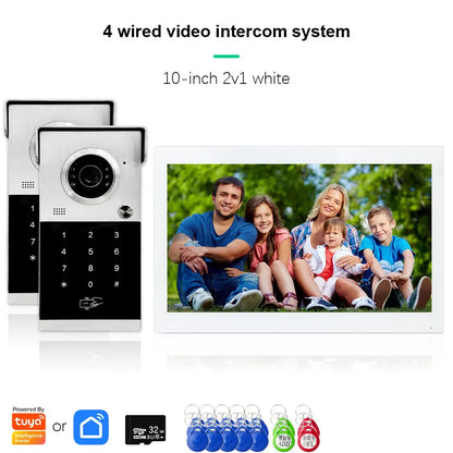 ANJIELO Metal Doorbell Video Intercom for System 10 inch Touch Screen 4in1 Unlock Romote Safety Protection Tuya Smart