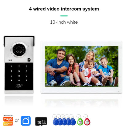ANJIELO Metal Doorbell Video Intercom for System 10 inch Touch Screen 4in1 Unlock Romote Safety Protection Tuya Smart