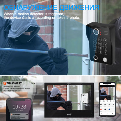 Anjielo Smart Advanced Tuya Smart Home 10'' Display Video Intercom with Secure Access Control Options High Definition 1080p Wired Doorbells for Enhanced Safety