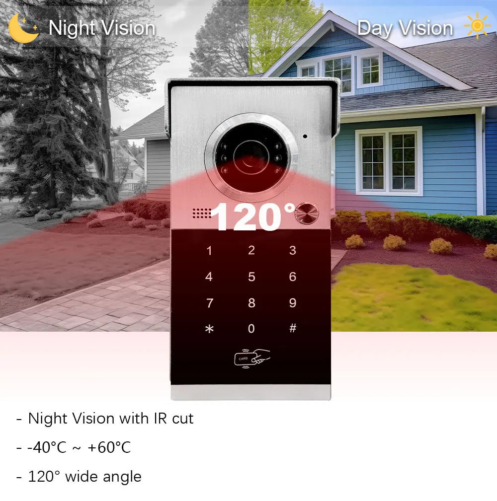 ANJIELO Metal Doorbell Video Intercom for System 10 inch Touch Screen 4in1 Unlock Romote Safety Protection Tuya Smart