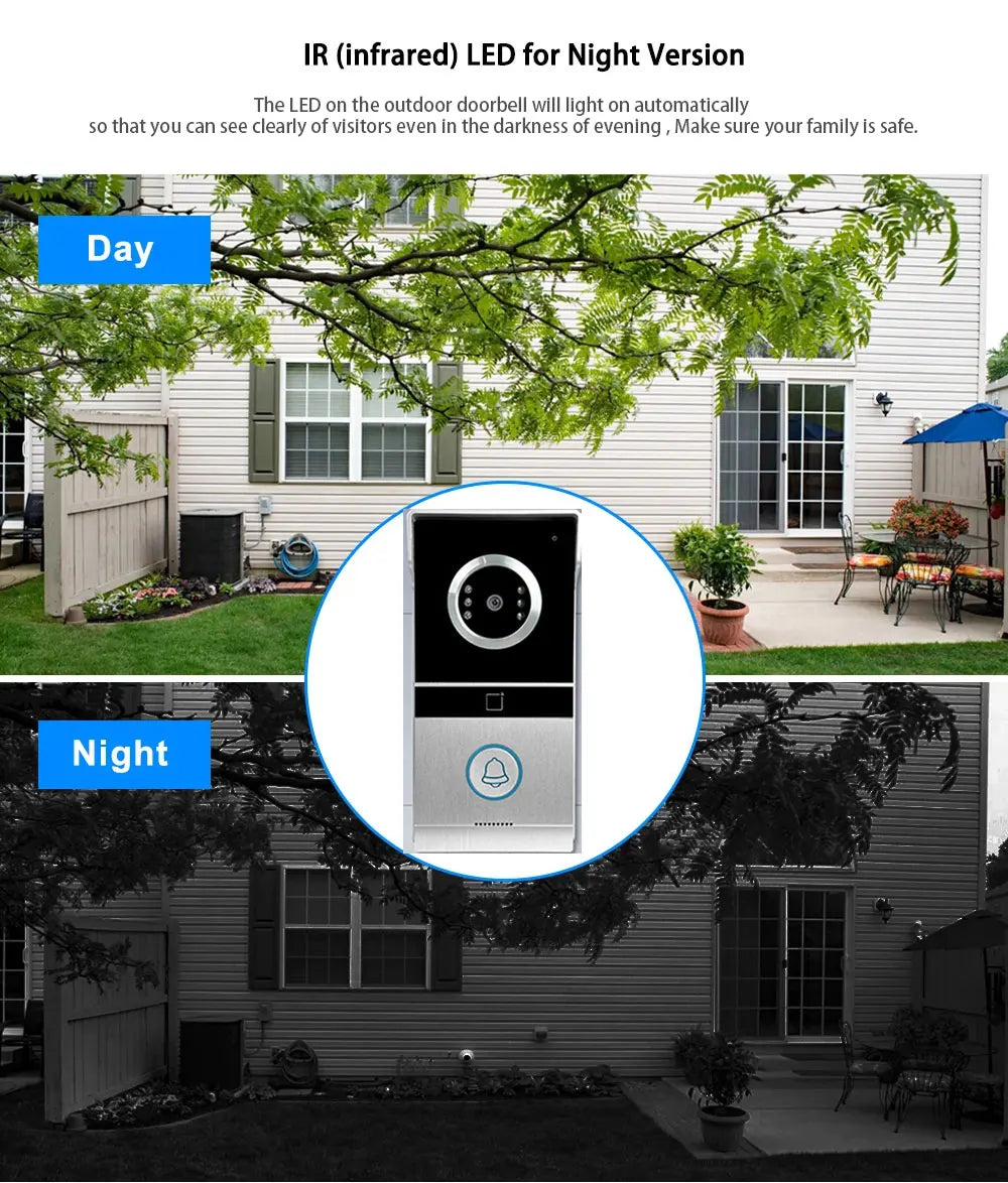 ANJIELO Smart Home 7-inch CVBS Doorbell Video Intercom System for Home Supports RFID Card One-button Unlocking Video Door Phone