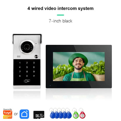 ANJIELO Metal Doorbell Video Intercom for System 10 inch Touch Screen 4in1 Unlock Romote Safety Protection Tuya Smart