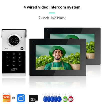 ANJIELO Metal Doorbell Video Intercom for System 10 inch Touch Screen 4in1 Unlock Romote Safety Protection Tuya Smart