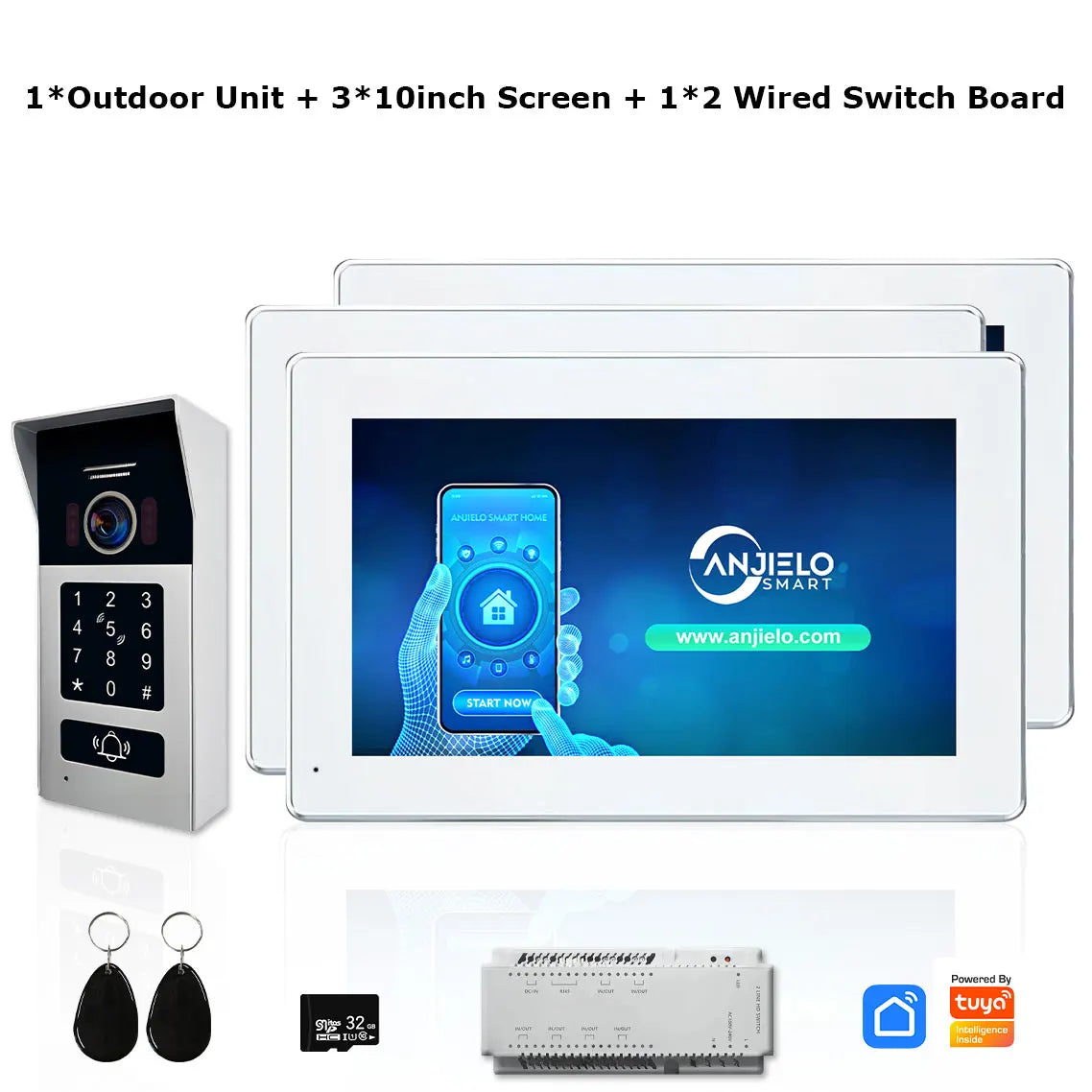 Anjielo Smart Home 2 Wire BUS Video Intercom Doorbell Camera 1080P 7/10 Inch Touch Monitor With RFID Card Access Doorphone System For Home Villa