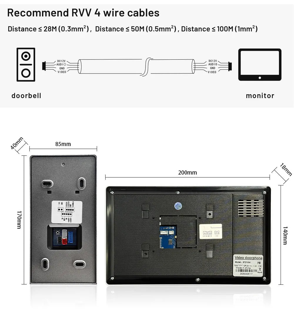 ANJIELO Smart Home 7-inch CVBS Doorbell Video Intercom System for Home Supports RFID Card One-button Unlocking Video Door Phone