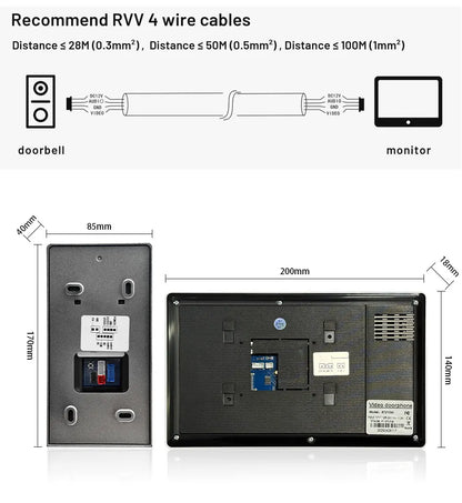 ANJIELO Smart Home 7-inch CVBS Doorbell Video Intercom System for Home Supports RFID Card One-button Unlocking Video Door Phone