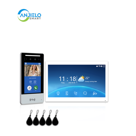 Tuya Smart 3D Facial Recognition Video Intercom System, 5/8 Inch Outdoor Station + Indoor Monitor, 5 Ways Unlock, 1080P Two-Way Video Doorbell, IP65 Waterproof Access Control Door Phone for Villa Home Security